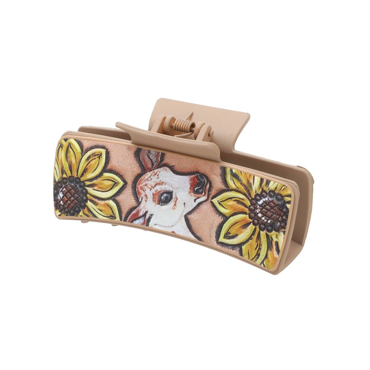 Wholesale Western Style Sunflower Calf Leather Hairpin Shark Clip